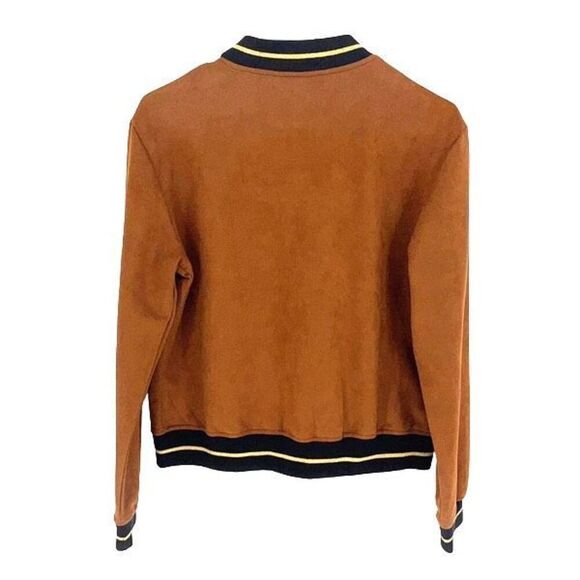 Aqua Women’s Lined Snap Button Stretchy Long Sleeve Bomber Jacket Brown Size Sma - Picture 5 of 9